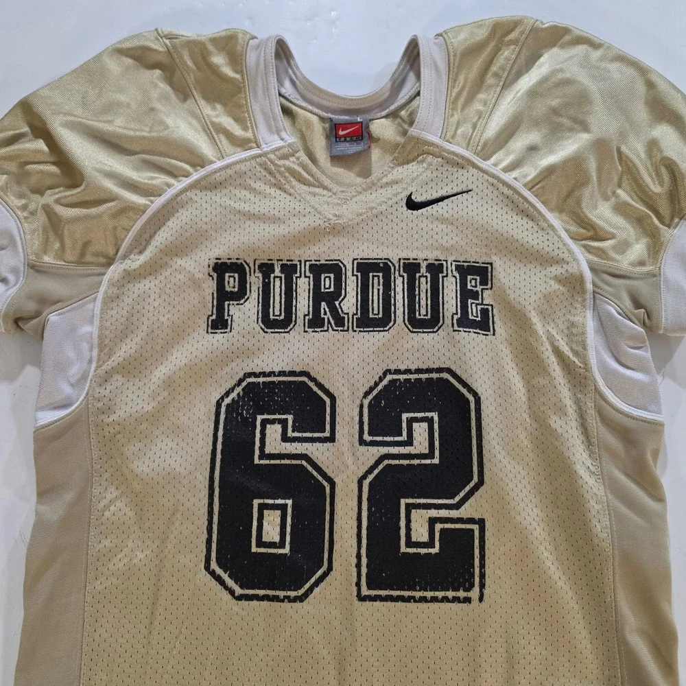 Nike Purdue Boilermakers Football Jersey Youth Large Gold Black #62 Mesh Team